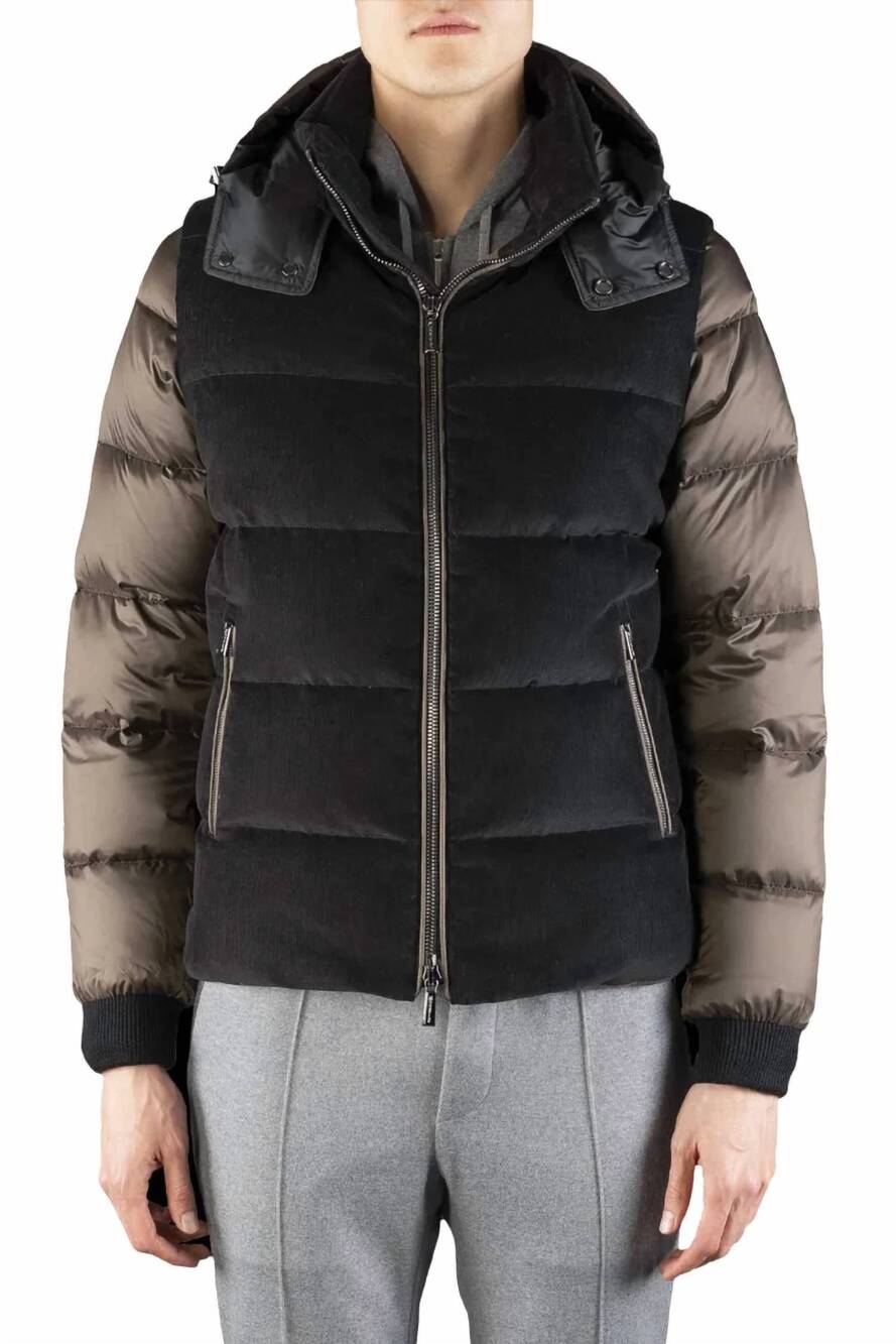 NEW MOORER men's hooded puffer jacket in nero